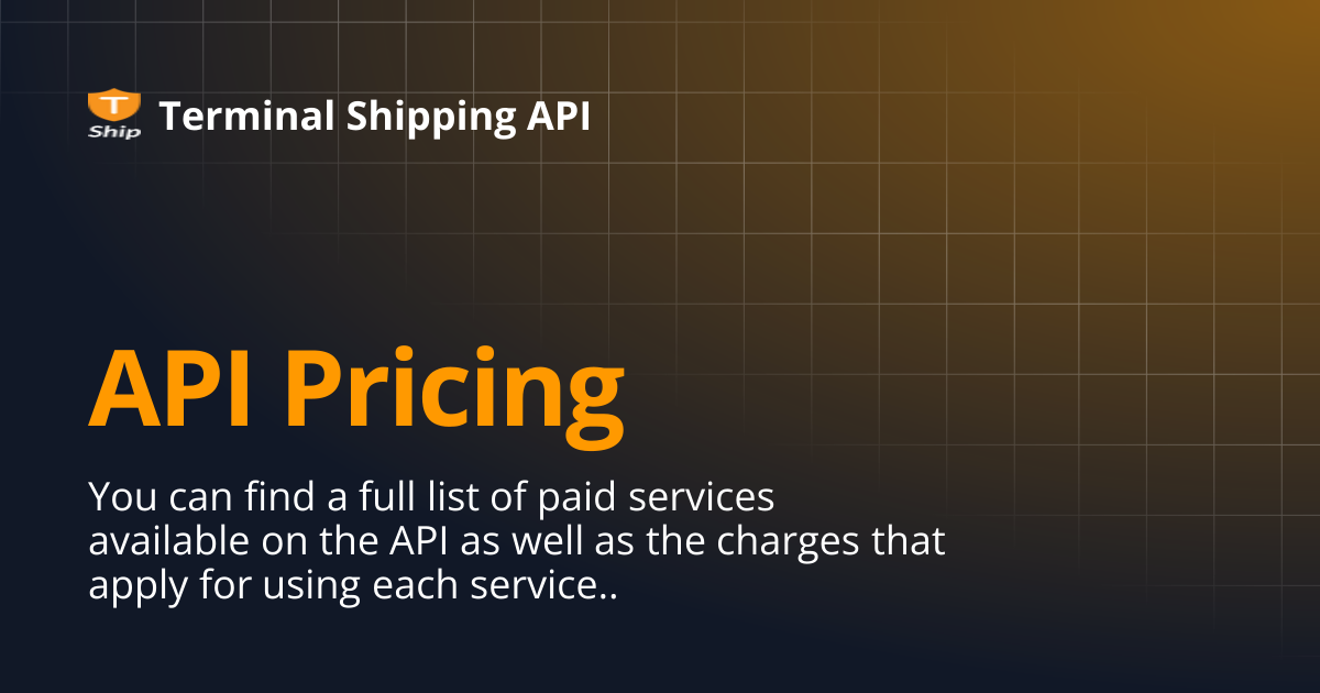 API Pricing | Terminal Shipping API